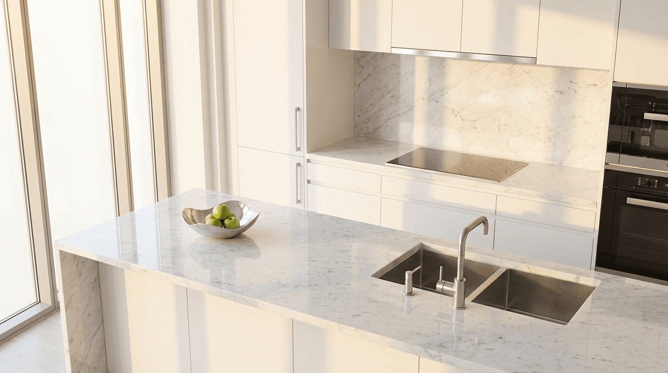 Spotless kitchen with gleaming countertops
