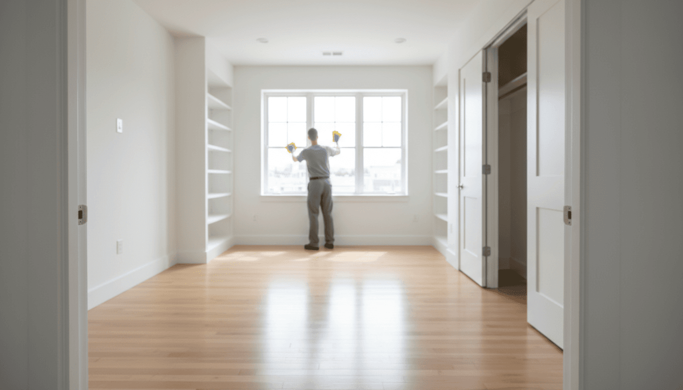 Empty home with gleaming floors after move-out clean