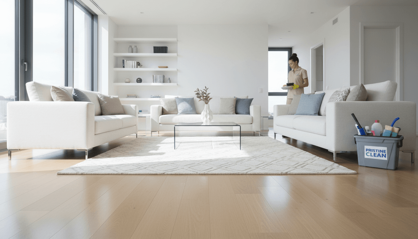 Bright living room with sunlight and vacuum lines